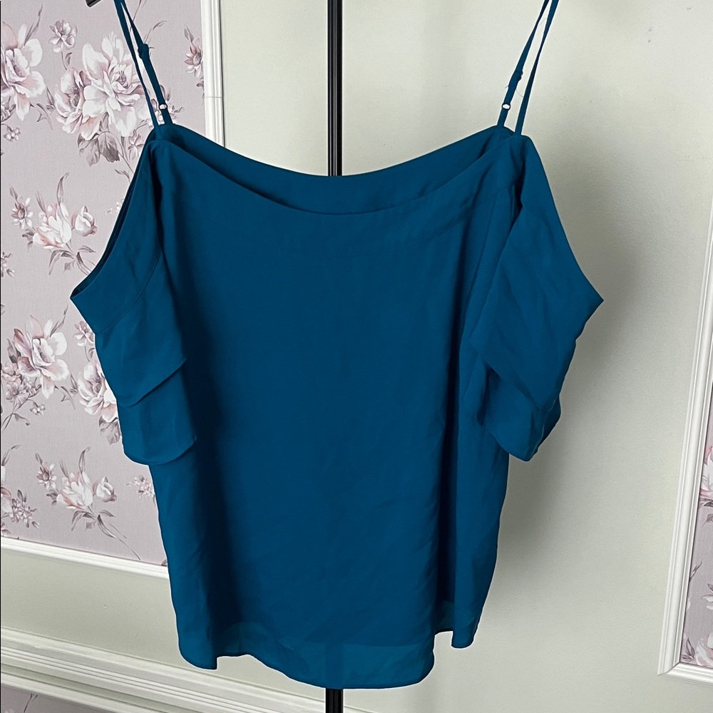 New York & Company Blue Off-Shoulder Blouse